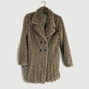 Nic & Zoe Plush Faux Fur Coat Moss Size M
